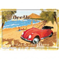 VW Beetle - Ready for the Beach - Metalna razglednica