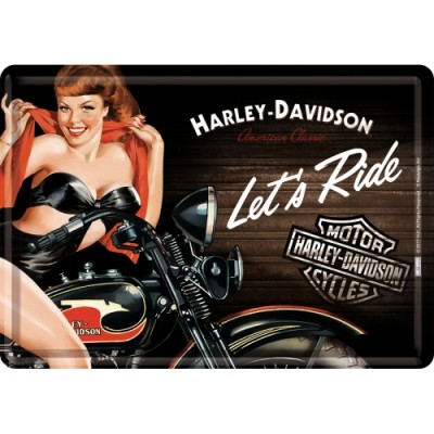 Harley-Davidson - Biker Babe Red - Metalna razglednica